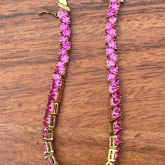 Pink Tennis Bracelet Gold Vermeil 7”